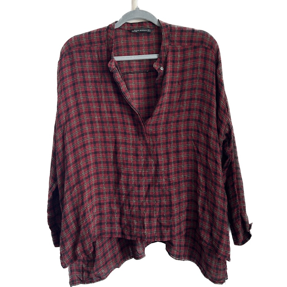 Zara women’s plaid flannel blouse